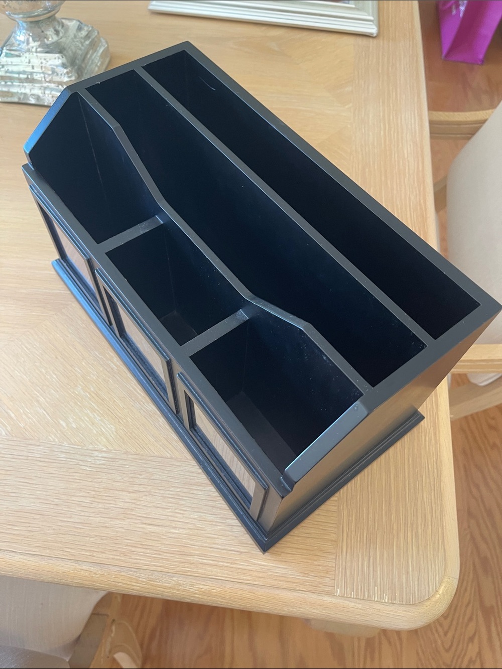 POTTERYBARN  Black Wooden Desk Organizer Caddy